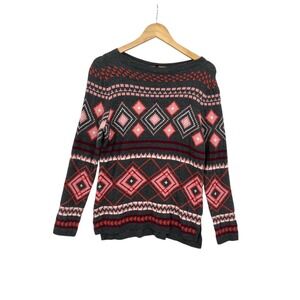 Talbots Lambswool Blend Sweater Womens M Nordic Fair‎ Isle Comfycore Soft Cozy